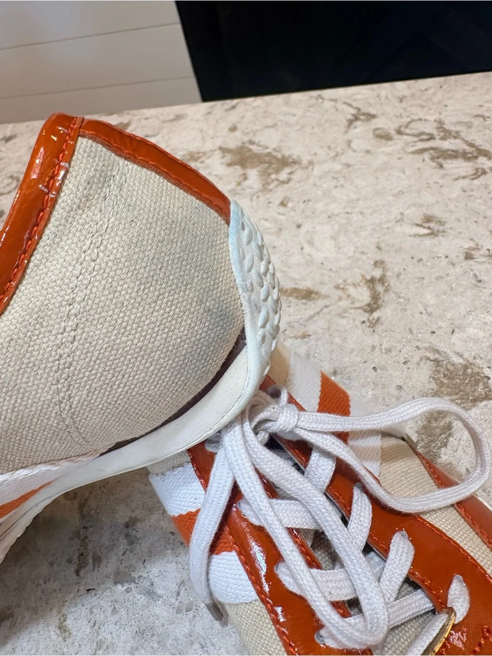 Michael Kors Orange and Cream Patent Leather Sneakers
